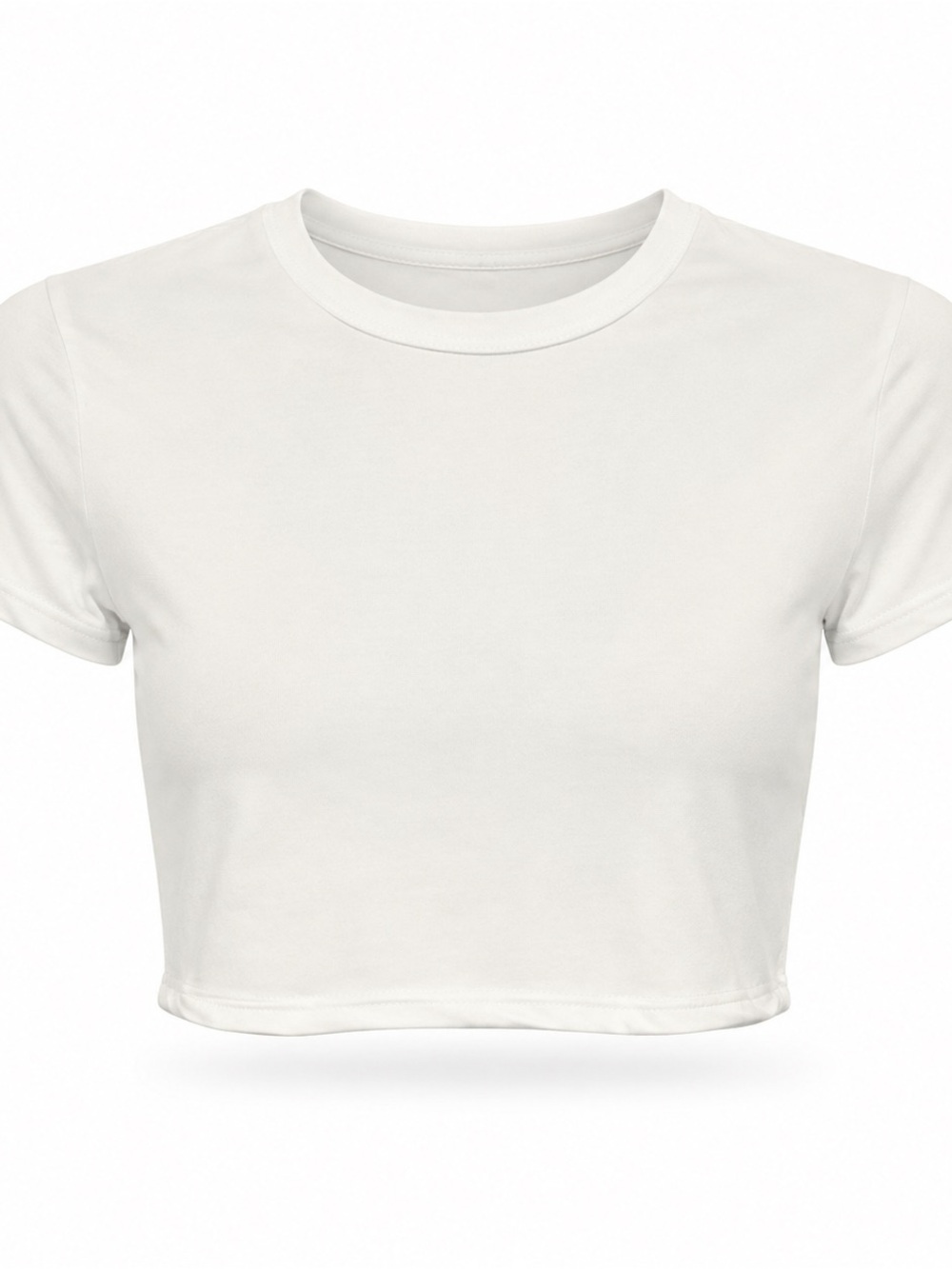 Women's White Cropped Crewneck Tee